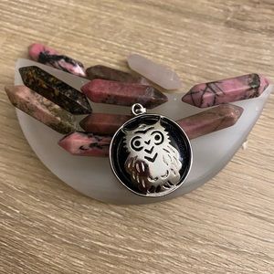 Genuine Blue Sandstone Owl Pendant 🦉